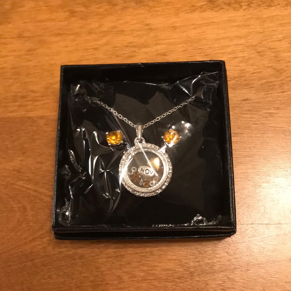 Nov. Birthstone Pendant Necklace and Earring Set